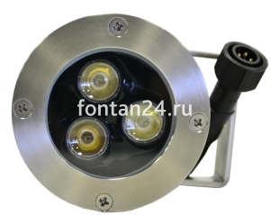 Подводный светодиодный прожектор (LED) 3 диода, 25°, 12V.DC, холодный белый Подводный светодиодный прожектор (LED) 3 диода, 25°, 12V.DC, холодный белый